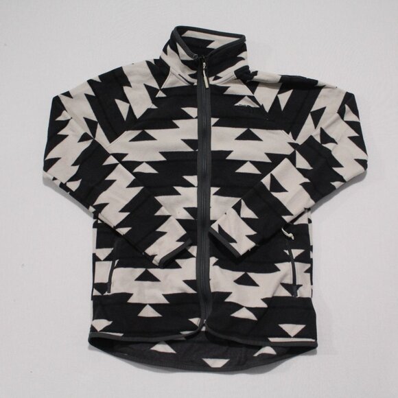 The North Face  Women White Green Geo Metric Sherpa Sweater Size Small - Picture 1 of 10